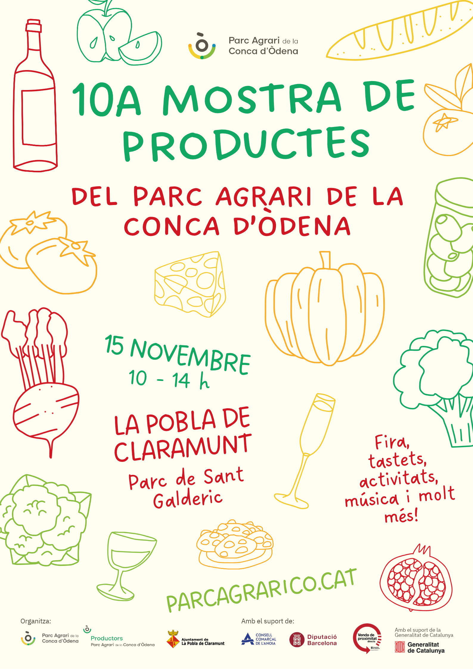El Parc de Sant Galderic de la Pobla de Claramunt acollirà la desena Mostra de Productes del Parc Agrari de la Conca d’Òdena